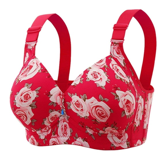 KHONTS Plus Size Push up Bras for Women Lush Lifting Supportive Bra Soft Comfy Anti-Sagging Elegant Gathering Bralettes Red 46