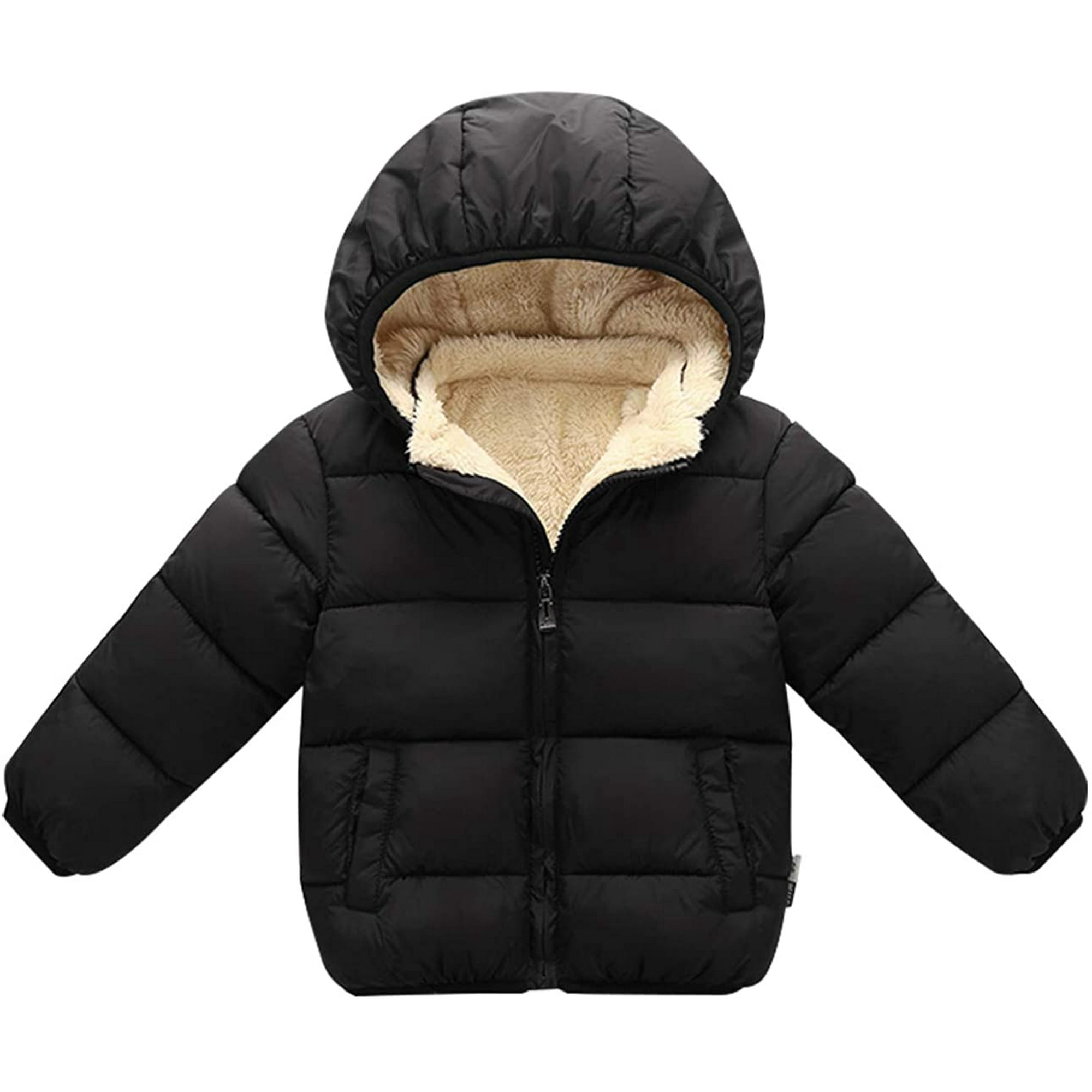 Cinhao Toddler Down Jacket Removable Hooded Windproof Snow Winter Coat Outwear Black 1 2t