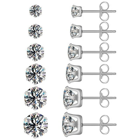 6 Pairs Crystal Cartilage Tiny Stud Earrings Set Cubic Zirconia 316L Stainless Steel Tragus Studs for Women Men