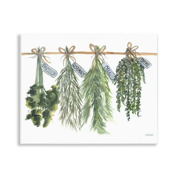 Stupell Industries Hanging Kitchen Herbs Botanical & Floral Painting Unframed Art Print Wall Art, 14 x 11