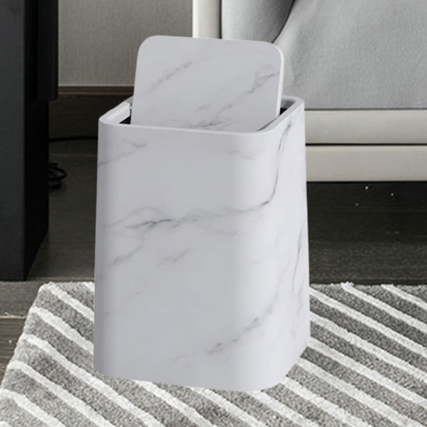 Cubo de basura de mármol Cubo de basura del hogar con tapa Canasta de papel Contenedor de basura del hogar Cesta de basura para cocina Sala de oficina