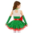 thumbnail image 3 of iiniim Christmas Dance for Girls Santa Claus Cosplay Party Figure Ice Skating Tutu Dress with Oversleeves Green 14, 3 of 7
