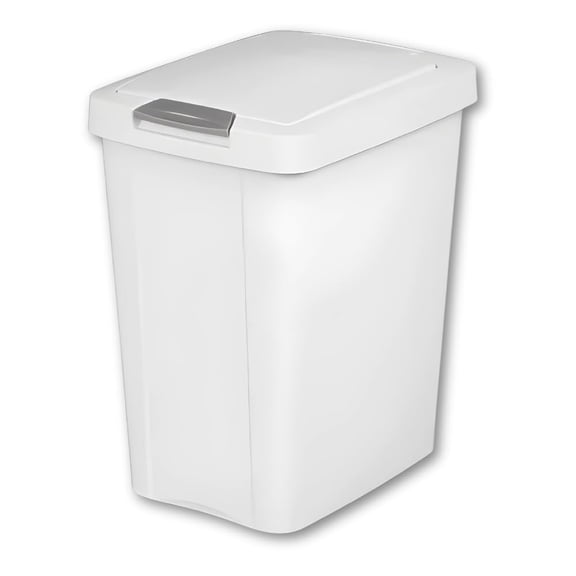 7.5-gallon white trash can with push-open lid: Ideal for use as an office trash can, under-sink trash can, or a covered trash can in the kitchen, bathroom, or utility room