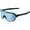 Black Holographic; HiPER Blue Multilayer Mirror, variant on 100% S2 Soft Tact Black Unisex Semi-Rimless Sport Shield Sunglasses with Bonus Lens
