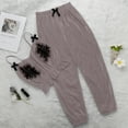 thumbnail image 4 of YWDJ Pajamas for Women Women V-Neck Velvet Stain Pajamas Bowknot Trousers Long Suit Gray XXL, 4 of 7