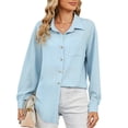 thumbnail image 1 of Timegard Formal Tops for Women Long Sleeve Lapel Neck Button Shirts Solid Color Work Casual Loose Tops, 1 of 8