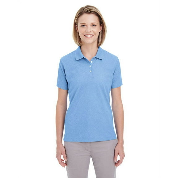 UC100W UltraClub Ladies' Heathered Piqué Polo Columbia Blue Heather 2XL