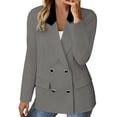 thumbnail image 6 of Tqcoqu Women's Contrast Lapel Double Breasted Blazer,Padded Shoulder Long Sleeve Open Front Suit Jacket,2026 Spring Fall Trendy Clothes,Gray Women's XS-XXL, 6 of 8