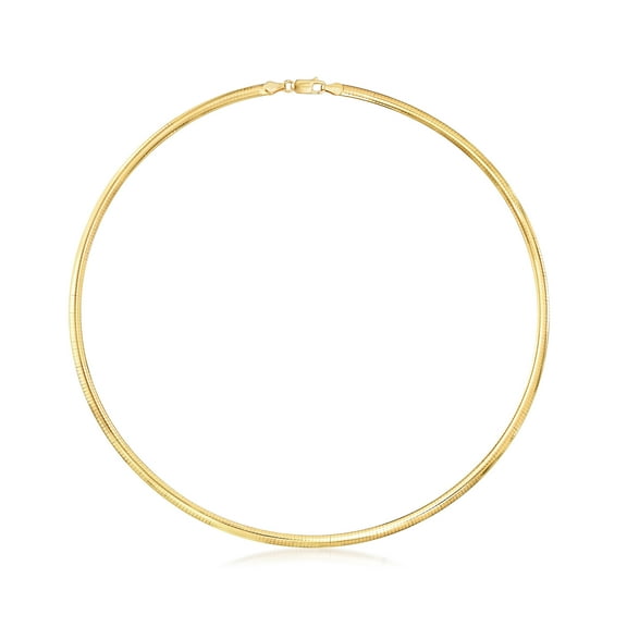 Ross-Simons Italian 4mm 18kt Gold Over Sterling Omega Necklace, Women's, Adult