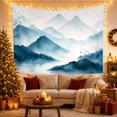 thumbnail image 3 of Mountain Landscape in Misty Peaks, Tranquil Watercolor for Nature Lovers, Serene Wall Art Housewarming Gift Tapestry Wall Hanging for Living Room, Bedroom & Dorm, 3 of 7