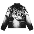 thumbnail image 4 of Jackets for Women Winter Coat Jackets Flannel Stand Collar Jacket(Black White Cat Art Print,Size:S-4XL), 4 of 7