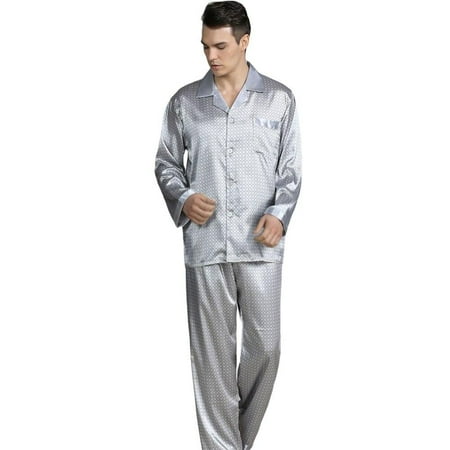 

Clearance!Men s Silk Pajama Male Sets Pajamas Silk Sleepwear Modern Style Soft Pajamas Men Comfortable Nightgown Male Clothes C L