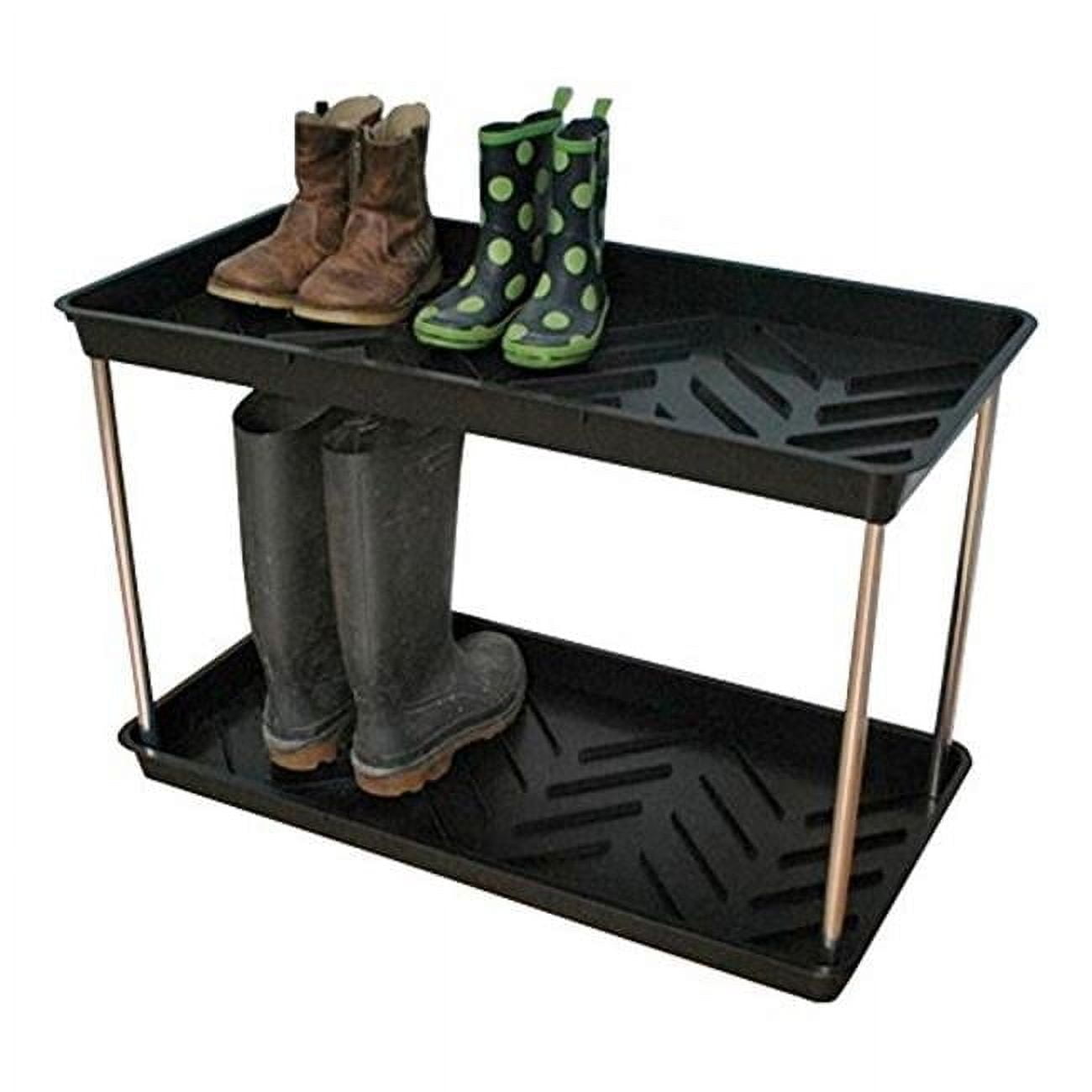 Tierra Garden Black 2-Tier Plastic Boot Tray for Shoe Floor