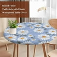 thumbnail image 5 of Flower White Round Fitted Table Cover Daisy Simple Floral Blue Waterproof Table Cloth with Elastic Edge Wipeable Tablecloth for Picnic Camping Party Fits 55"-60" Diameter, 5 of 8