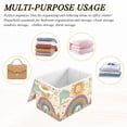 thumbnail image 6 of Yayeee Collapsible Cube Storage Bin with Lid Fabric Closet Decorative Basket with Handles, Beige Rainbow, 6 of 7