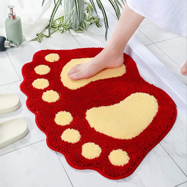 Bathroom Rugs Mats Water Absorbent Non-Slip Mat Used in Bathroom, Shower, Room, Etc.Soft Microfiber Bath Mat Machine Washable Bath Mat (16x24inch) Big Feet Bathroom