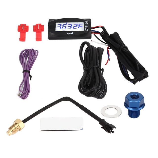 Termómetro de motocicleta 4 en 1 LCD Digital temperatura del aceite tiempo voltaje velocidad medidor de visualización DC12V M14x1.5 Jadeshay A