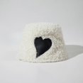 thumbnail image 2 of Women's Fashion Winter Keep Warm Solid Color Love Heart Minimalistic Retro Plush Fisherman's Hat, 2 of 3