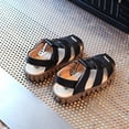thumbnail image 5 of Losmtrace Girls Boys Leather Closed Toe Athletic Sandals Lightweight Non-Slip Soft Summer Outdoor Sandals Walking Shoes Black 6(21), 5 of 5