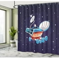 thumbnail image 4 of Ambesonne Adventure Theme Shower Curtain, Cartoon Satellite, 69"Wx84"L, Orange Dark Purple and Blue, 4 of 4