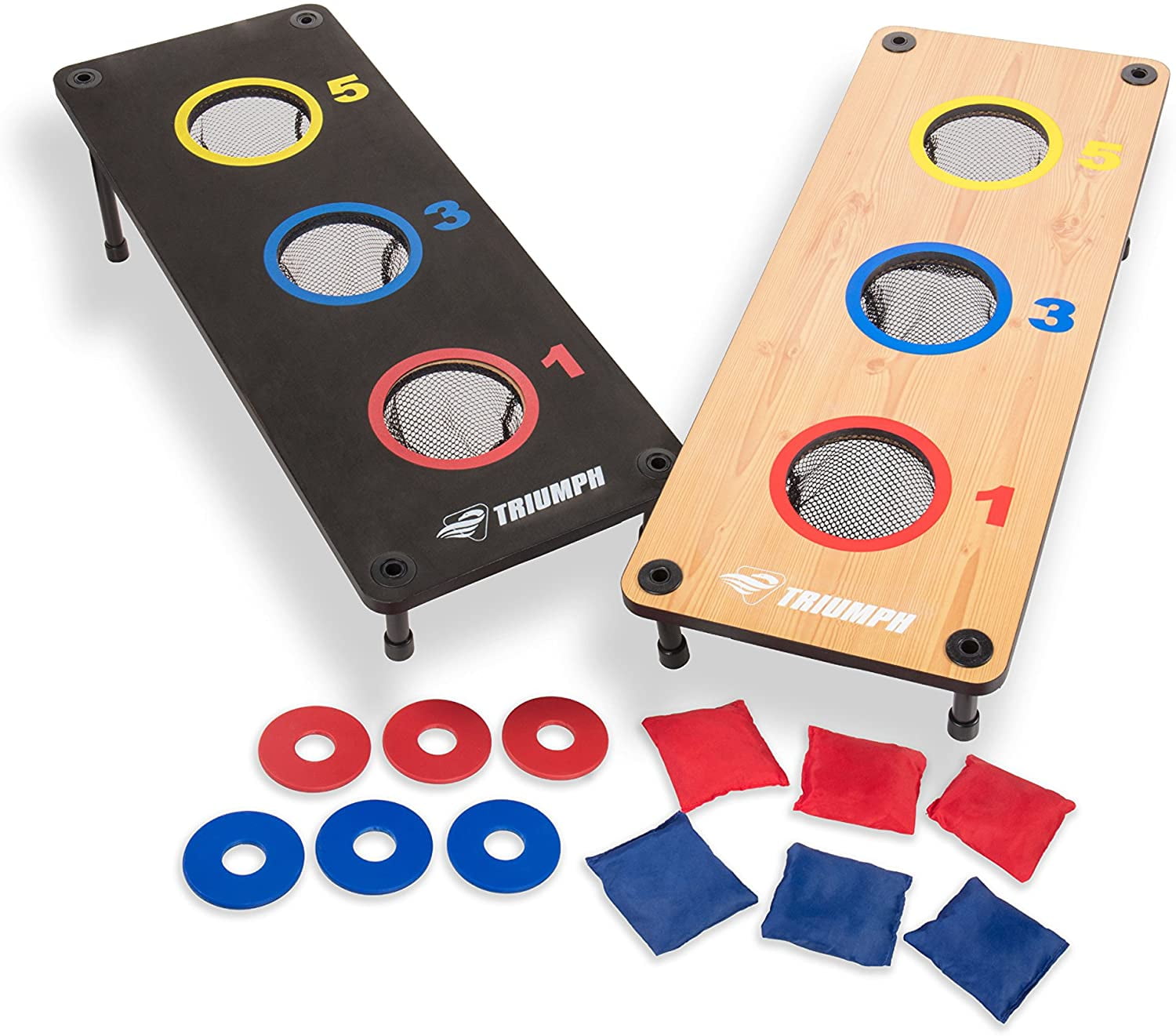 Triumph 2in1 Bag Toss/ Washer Toss Combo Includes 2 Game Platforms, 6 Toss Bags, 6 Washers