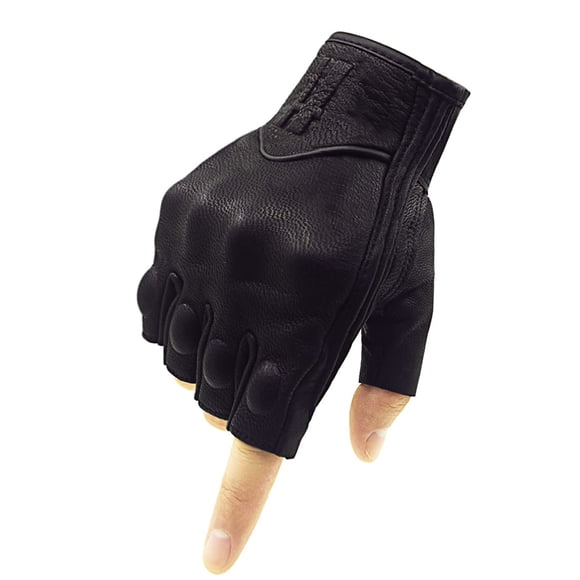 Guantes de moto Harssidanzar Fingerless Leather GM037 Black M