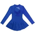 thumbnail image 5 of TiaoBug Women Figure Ice Skating Dress Mock Neck Ballet Dance Skirted Leotard S-XL Royal Blue Large, 5 of 7