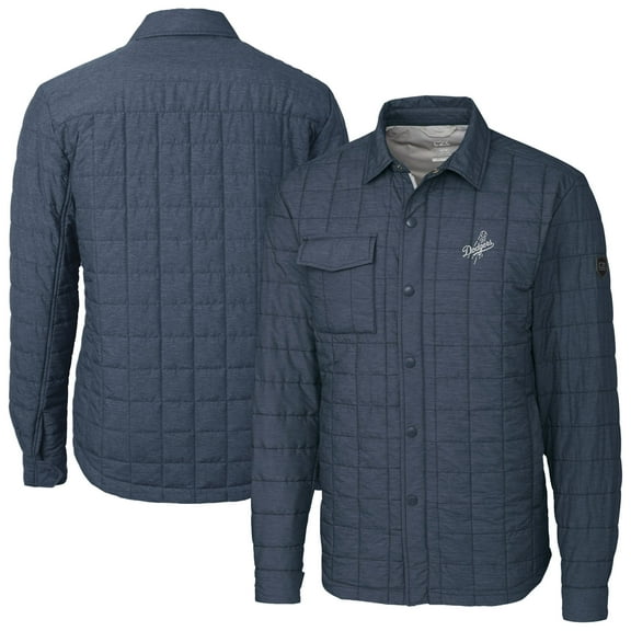 Men's Cutter & Buck Anthracite Los Angeles Dodgers Rainier PrimaLoft- Eco Insulated Quilted Full-Zip Shirt Jacket