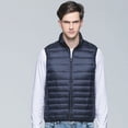 thumbnail image 3 of Chaleco de plumón ligero y fino para otoño e invierno, chaleco corto de plumón de pato blanco con cuello vertical para hombre, chaleco de talla grande, 3 of 5