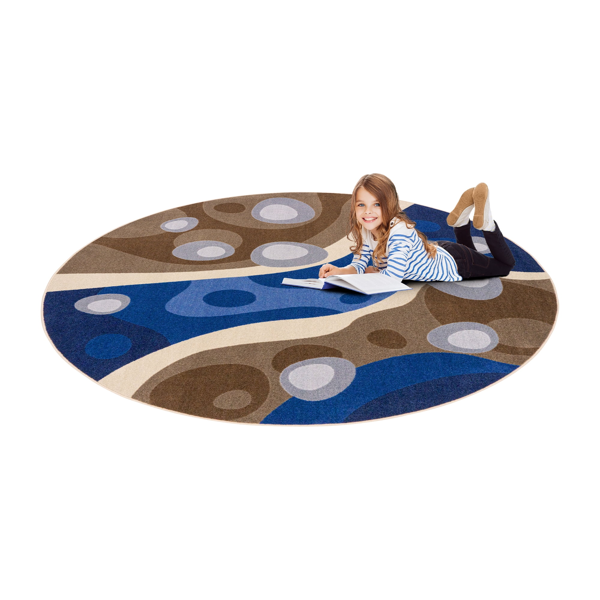 Serenity Brook 5'4" Round Area Rug in Color Multi