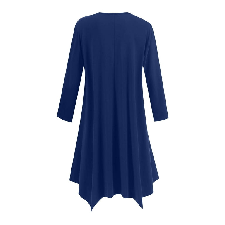 Flowy Dresses for Women Solid Color Round Neck Three Quarters Sleeve  Sleeved Loose Mid Calf Dresses for Women Cute Elasticity Mid Dresses Loose  Dress Comfortable Athletic Travel Dress - Walmart.com