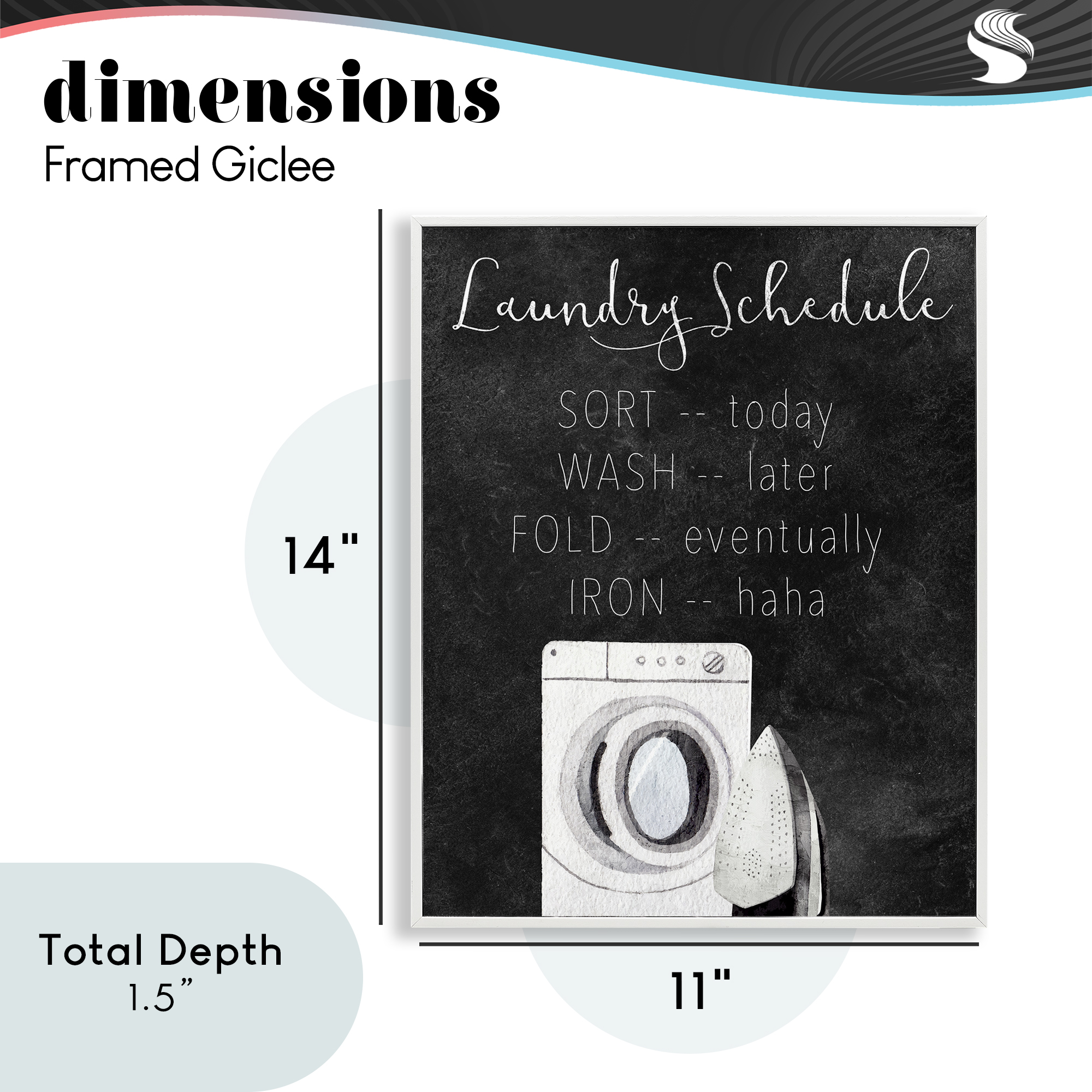 Lazy Laundry Schedule Humor White Framed Giclee Art, design by Kim Allen