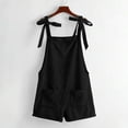 thumbnail image 2 of Women Corduroy Overalls Short Jumpsuits Adjustable Straps with Double Pocket Sleeveless Rompers Black, 2 of 9