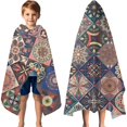 thumbnail image 3 of Multicolor Ethnic Geometric Pattern Hooded Bath Towel，60"x35" for Ages 3 To 12 Kids, Quick Dry Lightweight Soft Microfiber Hood Beach Towel Cover Up for Kids, 3 of 7