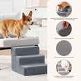 thumbnail image 2 of Dog Stairs for Bed 13.5''H, 3-Step Pet Stairs for Small Dogs & Cats, Sturdy Pet Steps with Non-Slip Bottom, Functional Portable Dog Ramp for Couch/Chair/Sofa/Car, with Storage Pocket, Grey, 2 of 11