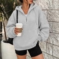 thumbnail image 6 of SUNBS Drawstring Half Zip Hoodies for Women Fall Oversized Casual Sweatshirts with Kangaroo Pocket, 6 of 9