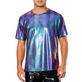 thumbnail image 1 of Camiseta de fiesta disco de manga corta para hombres con estampado de animales metálico INSPIRE CHIC S Púrpura Azul, 1 of 6
