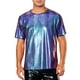 thumbnail image 1 of Camiseta de manga corta para hombre INSPIRE CHIC con estampado metálico de animales para fiestas disco XL púrpura azul, 1 of 6