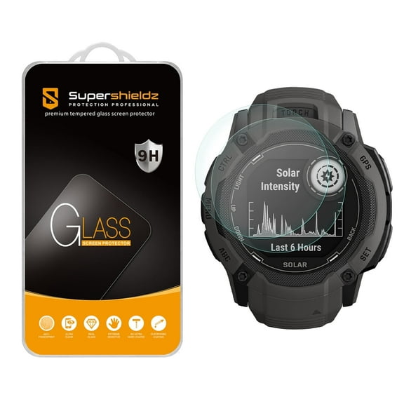(2 Pack) Supershieldz Designed for Garmin Instinct 2X Solar Tempered Glass Screen Protector, Anti Scratch, Bubble Free