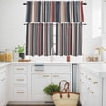 thumbnail image 3 of Vintage Stripes Kitchen Curtains Valances and Tiers Set of 3 Navy Red Beige Striped Retro Lines Tier Curtains and Valance with Rod Pocket for Small Windows, 27.5"x24", 3 of 9