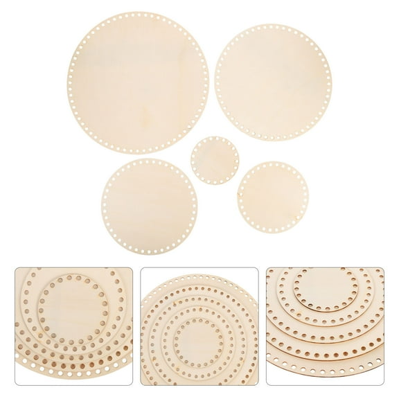 HONITANO 5Pcs Diy Basket Bases Khaki for Crochet Wood Shape Craft Making Enthusiasts