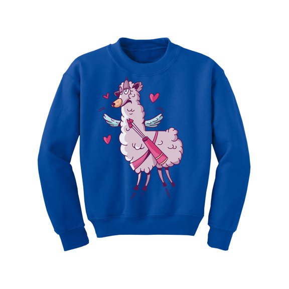 Valentine's Day Youth Sweatshirt Girls Boys Lama Crewneck Tops for Kids