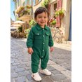 thumbnail image 4 of RUINIXCW Infant Baby Boy Spring Fall Clothes 1 3 6 9 12 18 Months Textured Romper One Piece Outfit Long Sleeve Button Down Collar Jumpsuit with Chest Pockets, 4 of 9