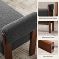 thumbnail image 7 of Usaint Soft Upholstered Chenille Ottoman Bench with Padded Armrests, Solid Wood Legs for Entryway, Bedroom End of Bed, Living Room, Dark Gray, 7 of 7
