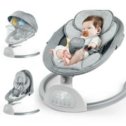 Baby Swing for Infant, HDJ Electric Baby Bouncer Rocker with Music Playing, Touch Screen,Portable Swing for Travel,Grey