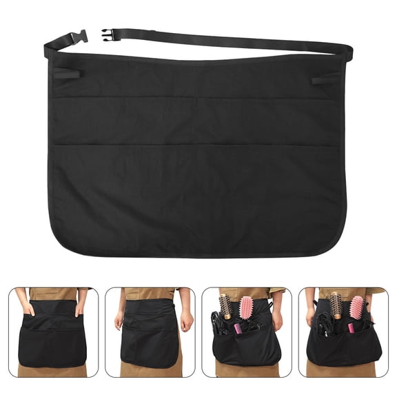 UPKOCH 1Pcs Salon Apron Black Nylon With Adjustable Waist Belt And Multipocket Design For Hairdressers