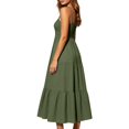 thumbnail image 6 of Womens Summer Dresses Bohemian Spaghetti Strap Smocked Tiered Long Beach Sun Dresses Sleeveless Solid Maxi Dress Tank Dresses for Women, 6 of 9
