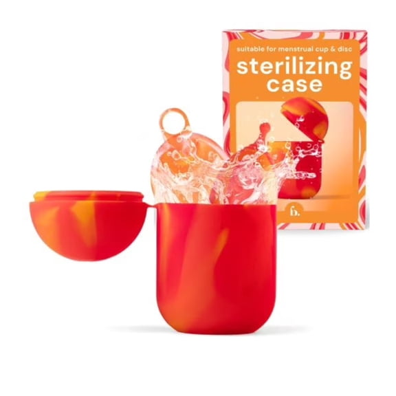Bodyotics ComfyCase Menstrual Cup and Disc Sterilizer Red Orange 1 Piece Microwave Safe Silicone
