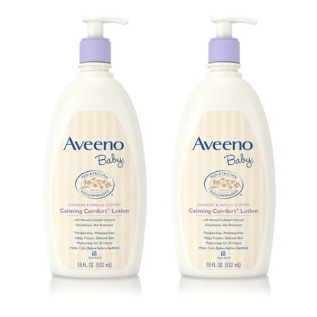 (2 pack) Aveeno Baby Calming Comfort Moisturizing Non-Greasy Lotion, 18 fl. (Best Natural Baby Lotion)