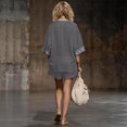 thumbnail image 4 of Delconic Women Bohemian Print V Neck Short Sleeve Top and Split Hem Shorts Two Piece Summer Set for Casual and Daily Wear Gray 2XL, 4 of 7